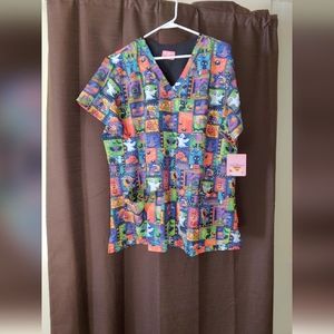 Women's Halloween Scrub Top